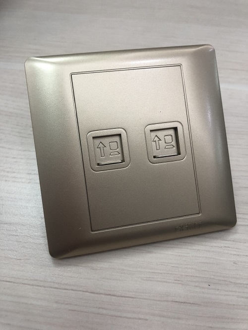 Bộ ổ cắm mạng đôi Cat 5 màu vàng